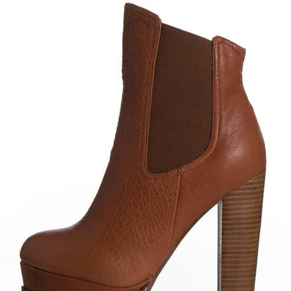 Plomo Isabella Boot Wood Elephant Ankle Brown Elastic Leather Textured Designer - Picture 4 of 5